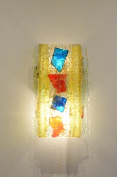 Midcentury Dutch Chartres Multicolored Glass Wall Sconce from Raak Amsterdam
