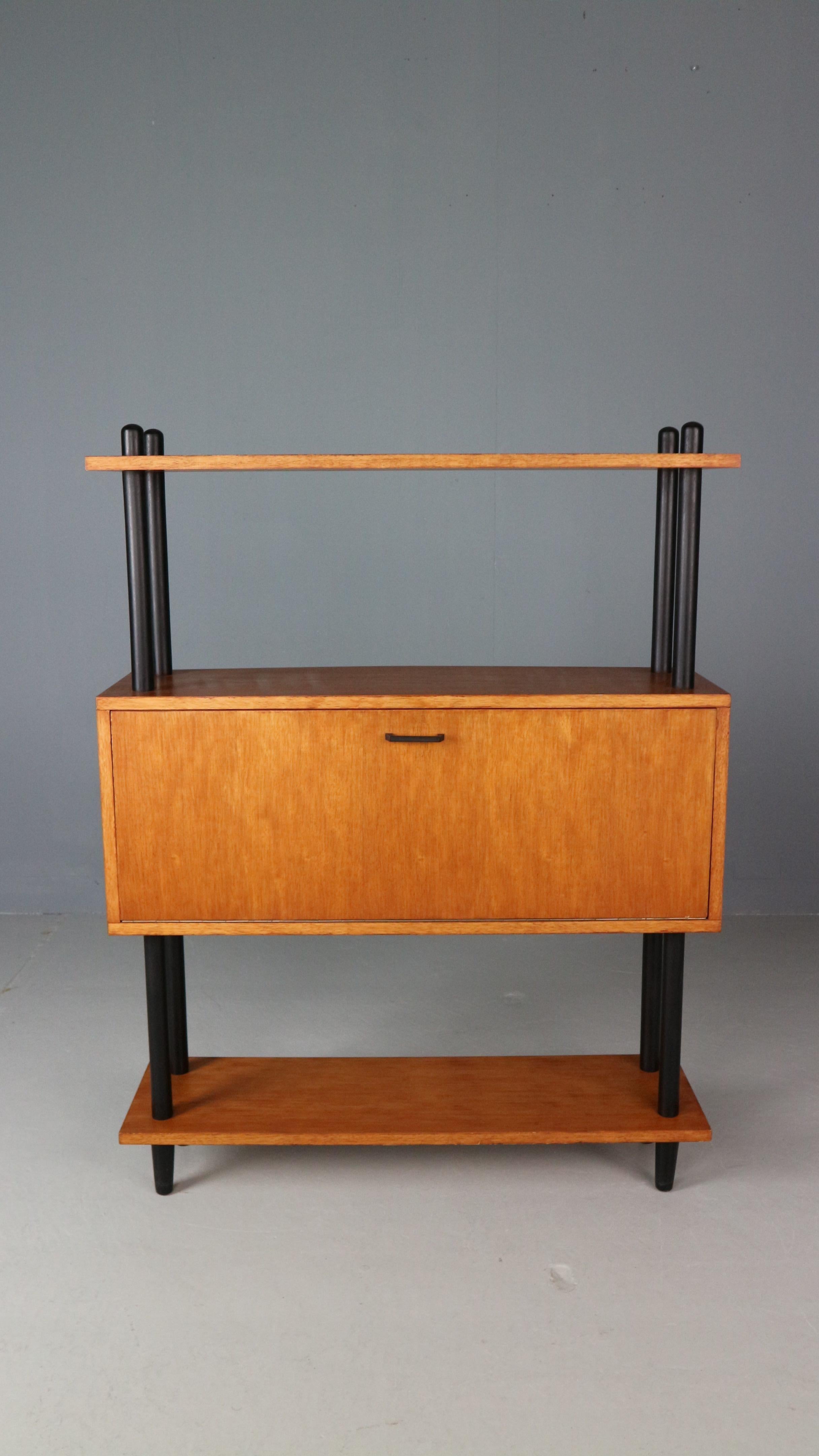 Mid-Century Modern Midcentury Dutch design cabinet ‘Stokkenkast’ wall unit Willem Lutjens, 1950s