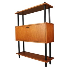 Used Midcentury Dutch design cabinet ‘Stokkenkast’ wall unit Willem Lutjens, 1950s