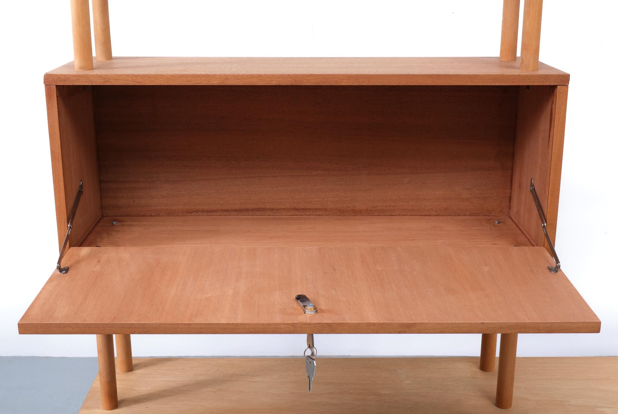 Mid-Century Modern Midcentury Dutch design cabinet ‘Stokkenkast’ wall unit Willem Lutjens For Sale