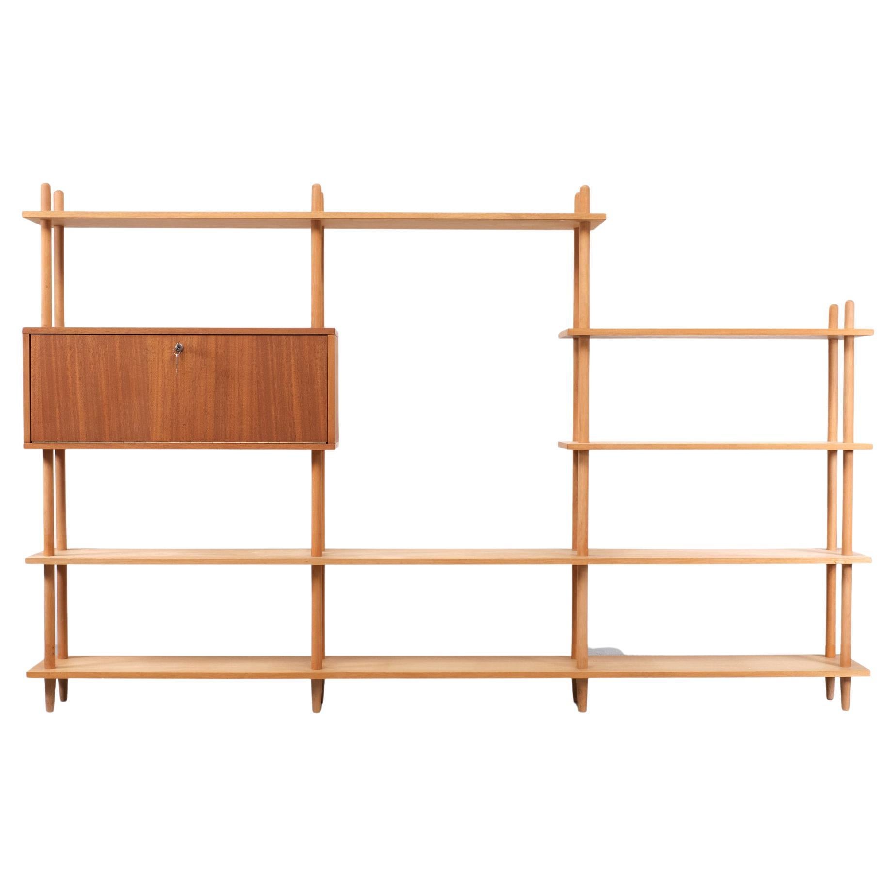 Midcentury Dutch design cabinet ‘Stokkenkast’ wall unit Willem Lutjens For Sale