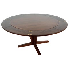 Midcentury Dyrlund Rosewood Lotus Flip Flap Extendable Dining Table