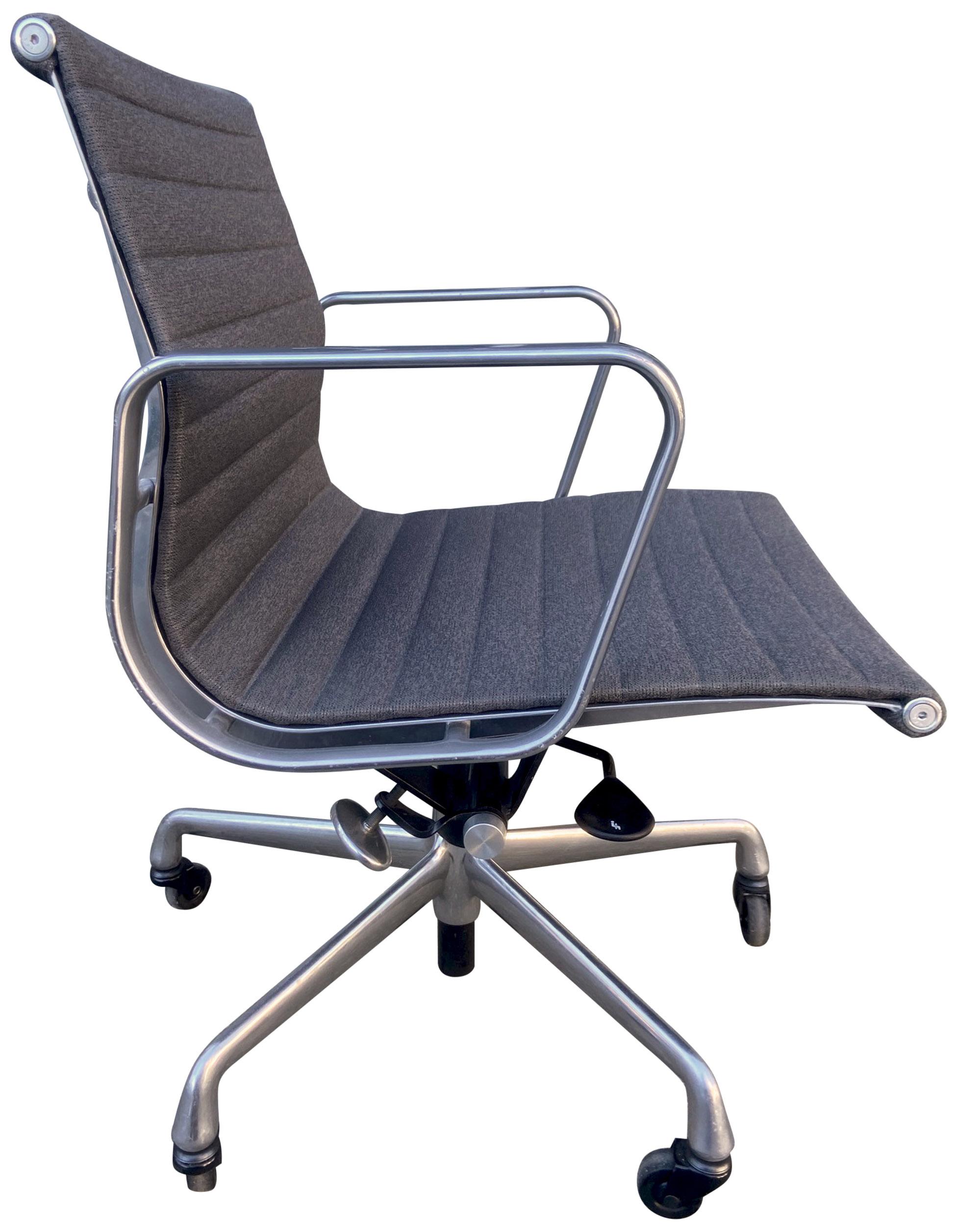 For your consideration we have up to 2 Eames for Herman Miller executive chairs in beige / light brown leather with low backs. These are more recent production 2011 with full tilt, pneumatic height adjustment, and swivel black casters. Typical marks