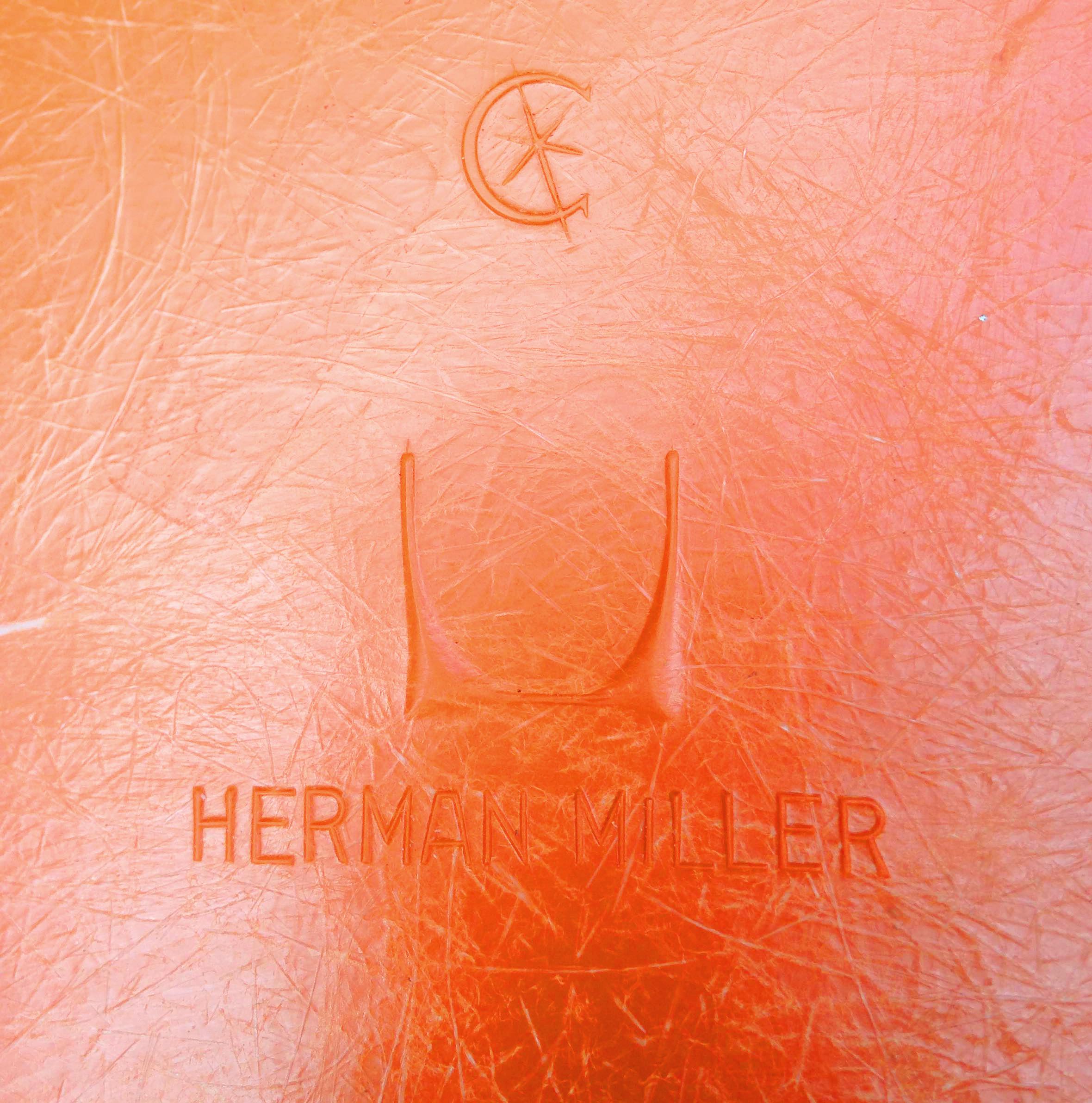 American Midcentury Eames for Herman Miller Fiberglass Rocking Lounge Chair in Orange