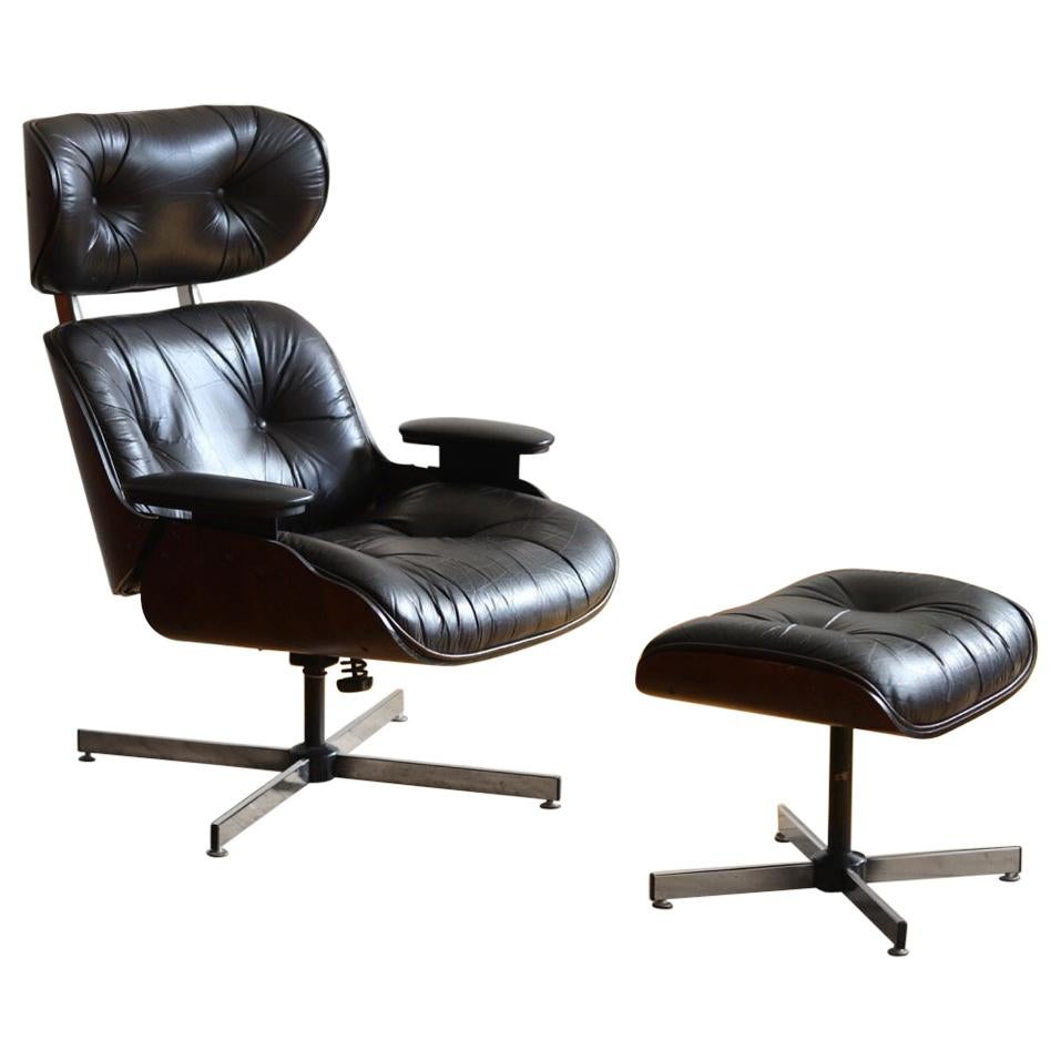 Midcentury Eames Style Plycraft Lounge Chair and Ottoman