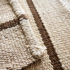 Midcentury Earth-Toned Persian Kilim Runner, Sand and Brown Stripes 2'10" x 7'4"