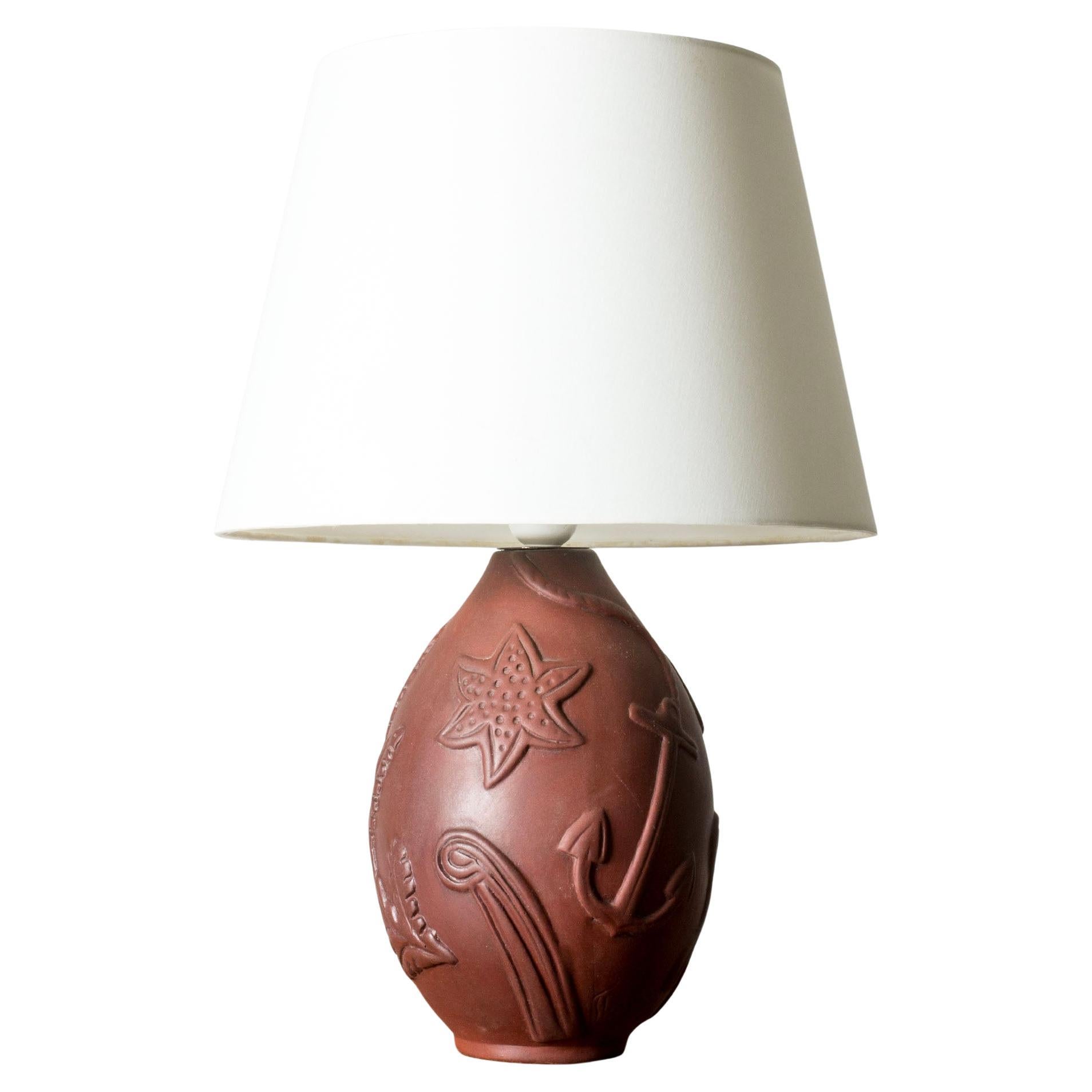 Tischlampe aus Steingut aus der Mitte des Jahrhunderts von Anna-Lisa Thomson, Schweden, 1940er Jahre