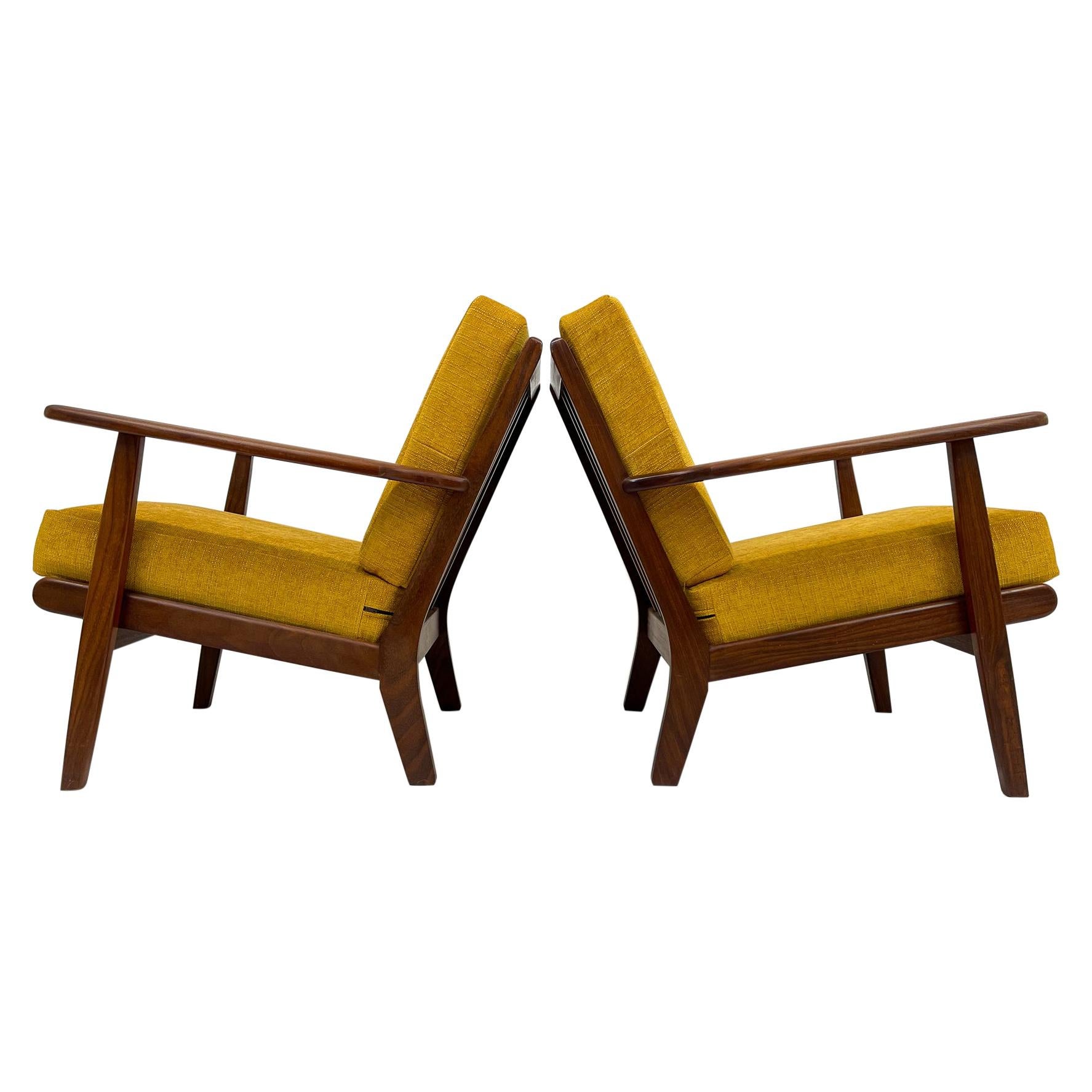 Midcentury Easy Chairs Model Ge-88 Massive Teak Wood GETAMA, Denmark, 1960s