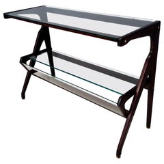 Midcentury Ebonized Wood and Glass Console Table, Italy, 