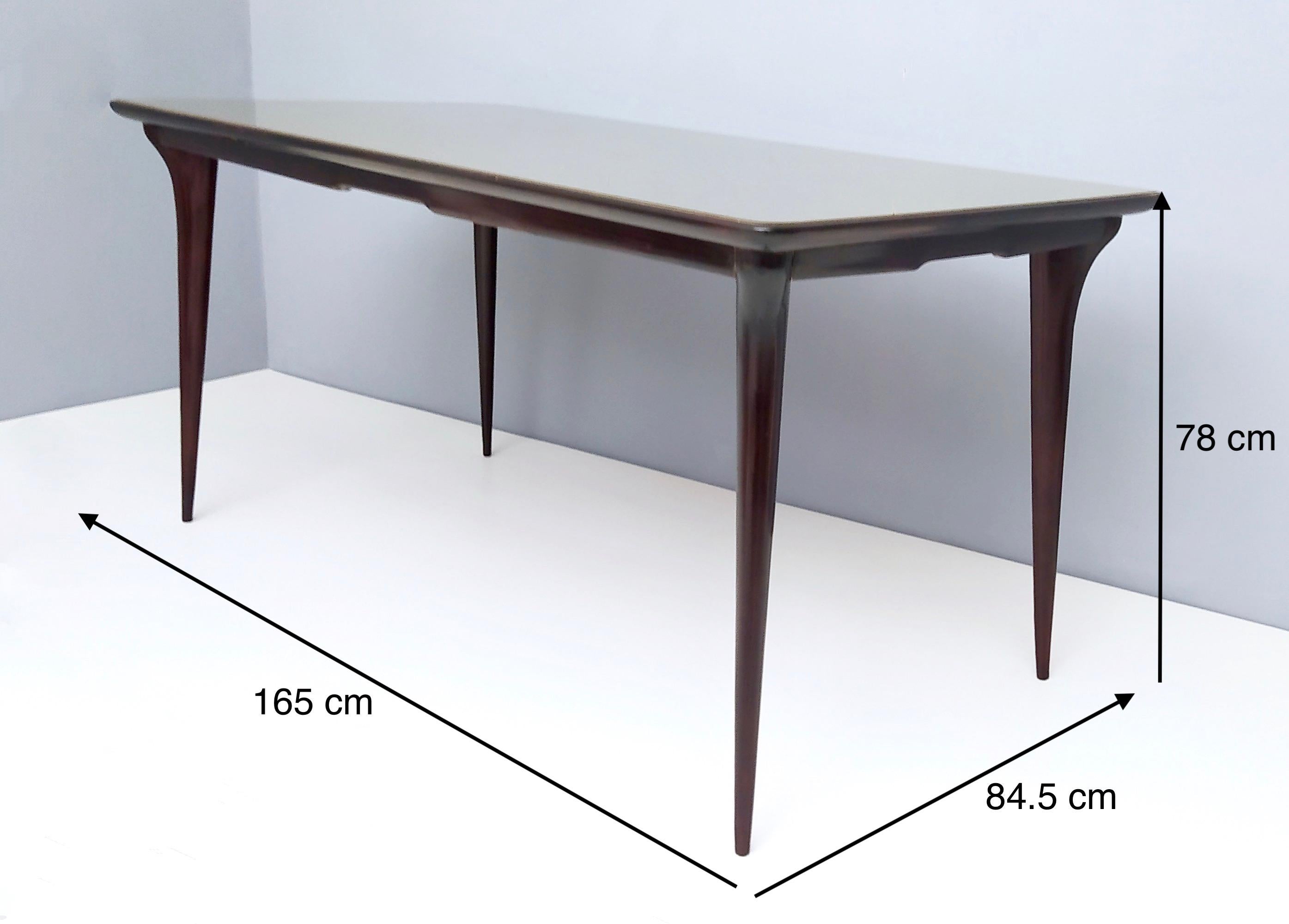 Rectangular Ebonized Beech Dining Table with a Taupe Glass Top, Italy For Sale 8