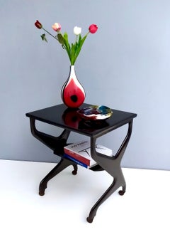 Postmodern Black Ebonized Beech Serving Cart in the Style of Ico Parisi, Italy