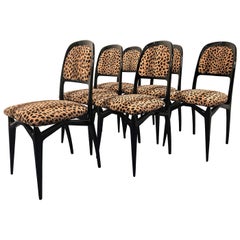 Italian Mid-Century Ebonized Dining Chairs by Vittorio Dassi, Set of Six, 1950s