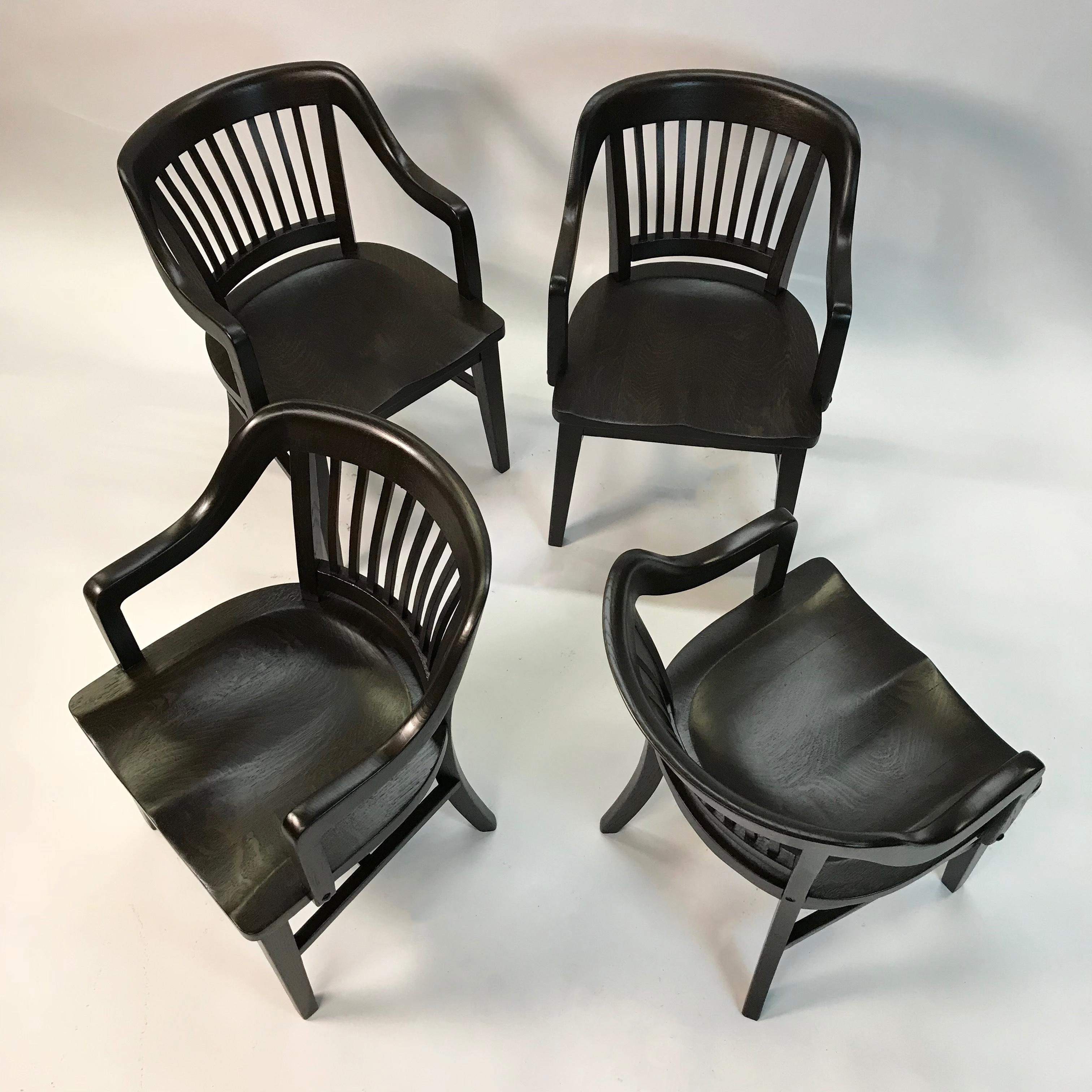 American Mid Century Ebonized Maple Bank of England Armchairs