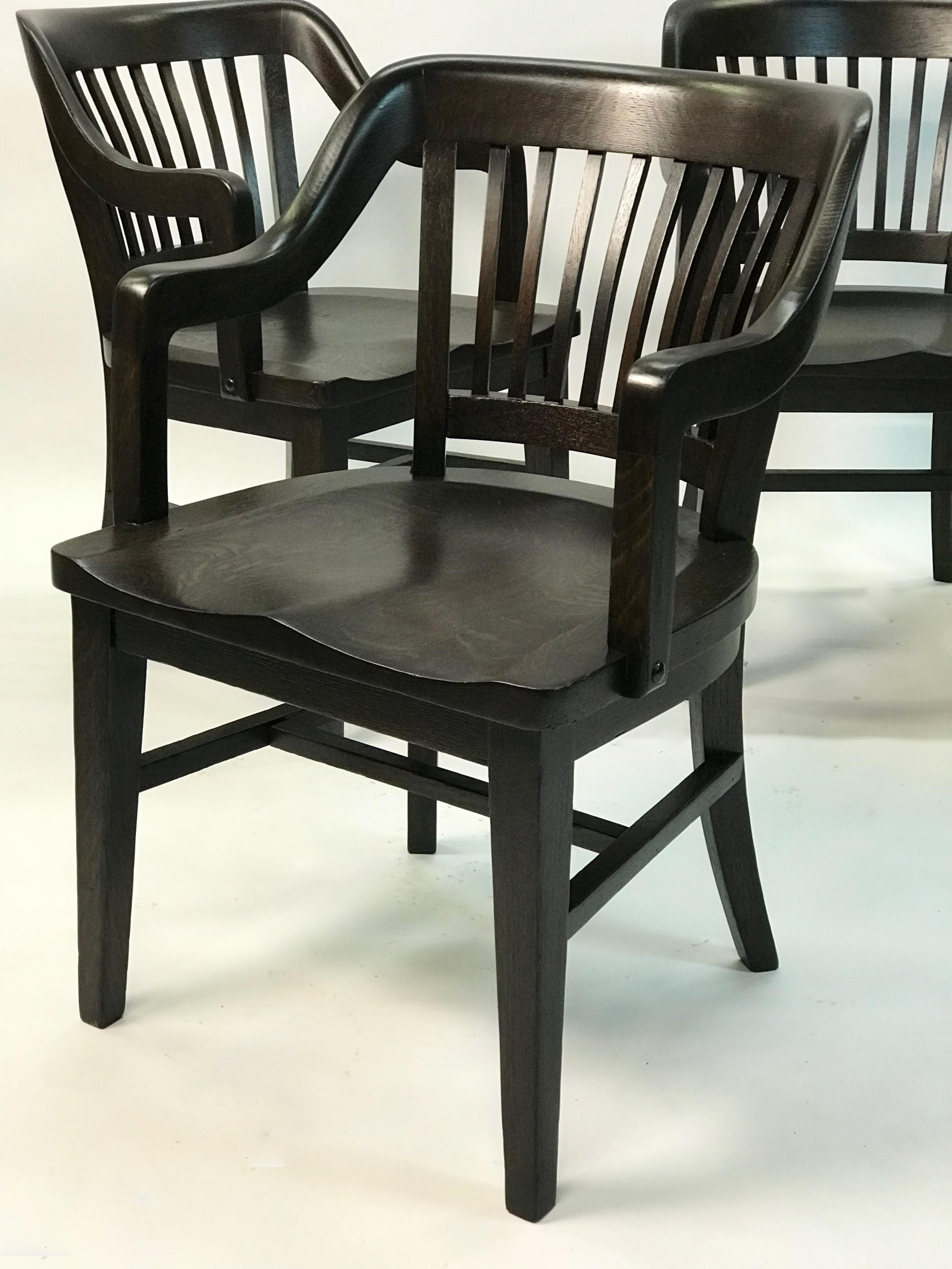 Mid Century Ebonized Maple Bank of England Armchairs In Good Condition In Brooklyn, NY