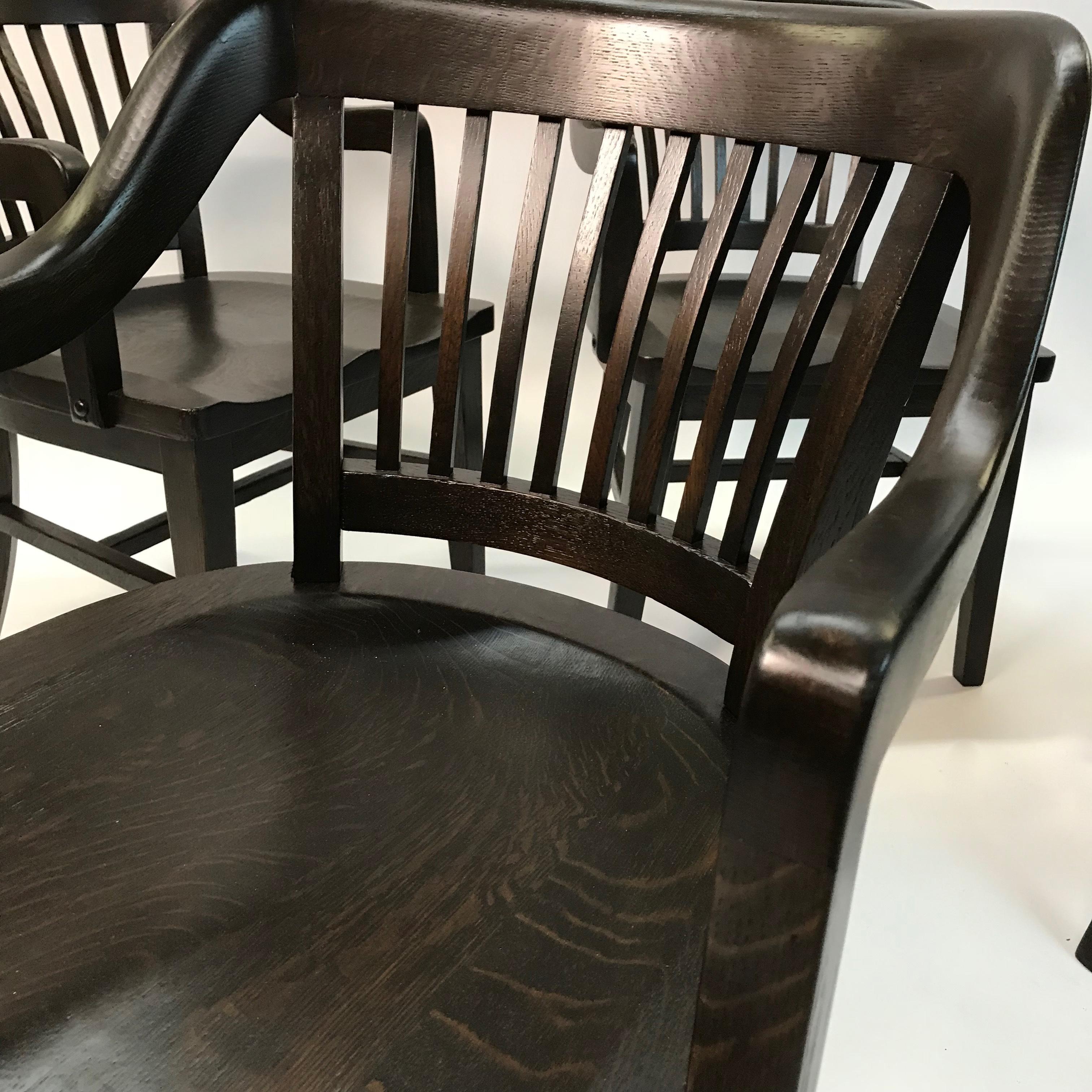 20th Century Mid Century Ebonized Maple Bank of England Armchairs