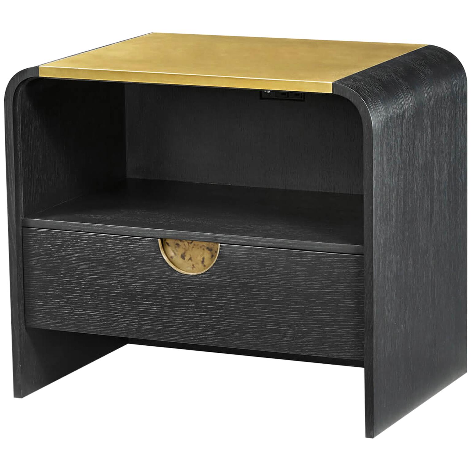 Pair of Ebonized MarbleTop Nightstands For Sale at 1stDibs