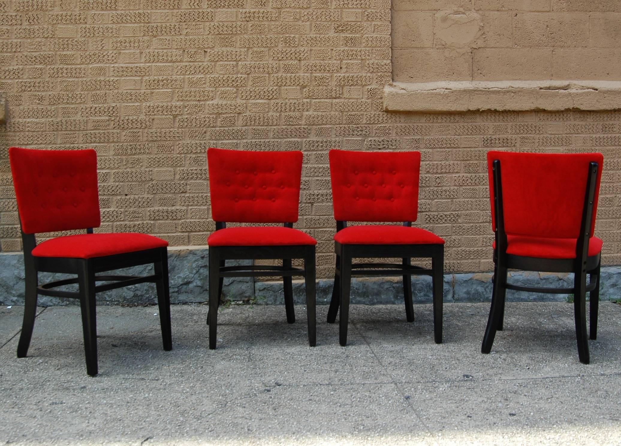 American Midcentury Ebonized Oak Café Dining Chairs