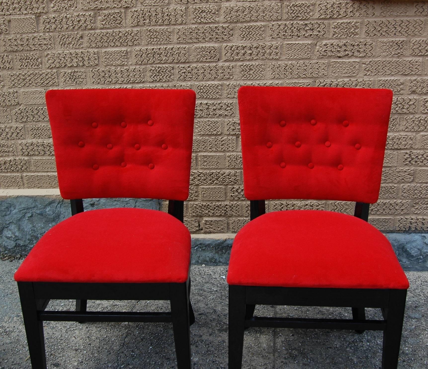 Midcentury Ebonized Oak Café Dining Chairs In Good Condition In Brooklyn, NY