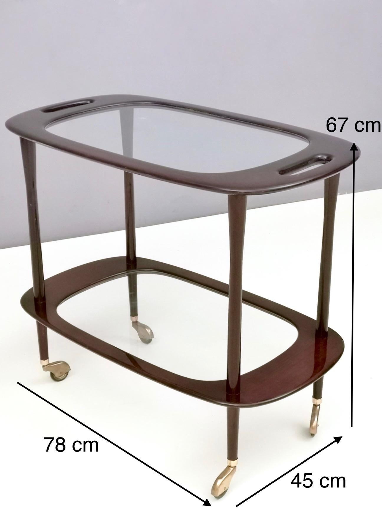 Mid-20th Century Midcentury Ebonized Walnut and Glass Serving Cart by Cesare Lacca, Italy, 1950s