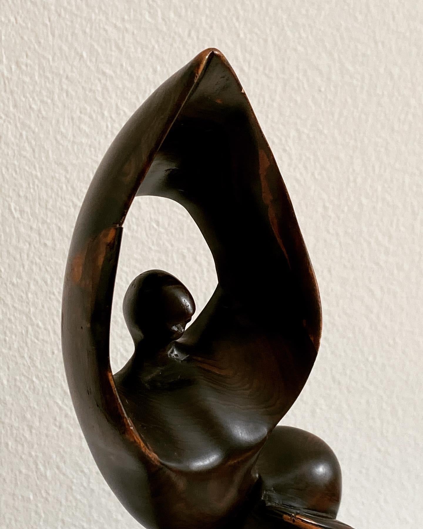 Midcentury Ebony Hand Carved Mermaid Sculpture For Sale 5