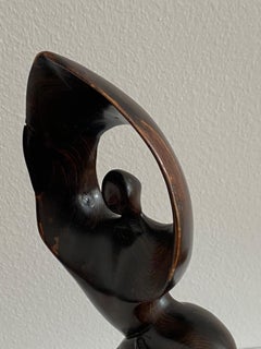 Midcentury Ebony Hand Carved Mermaid Sculpture