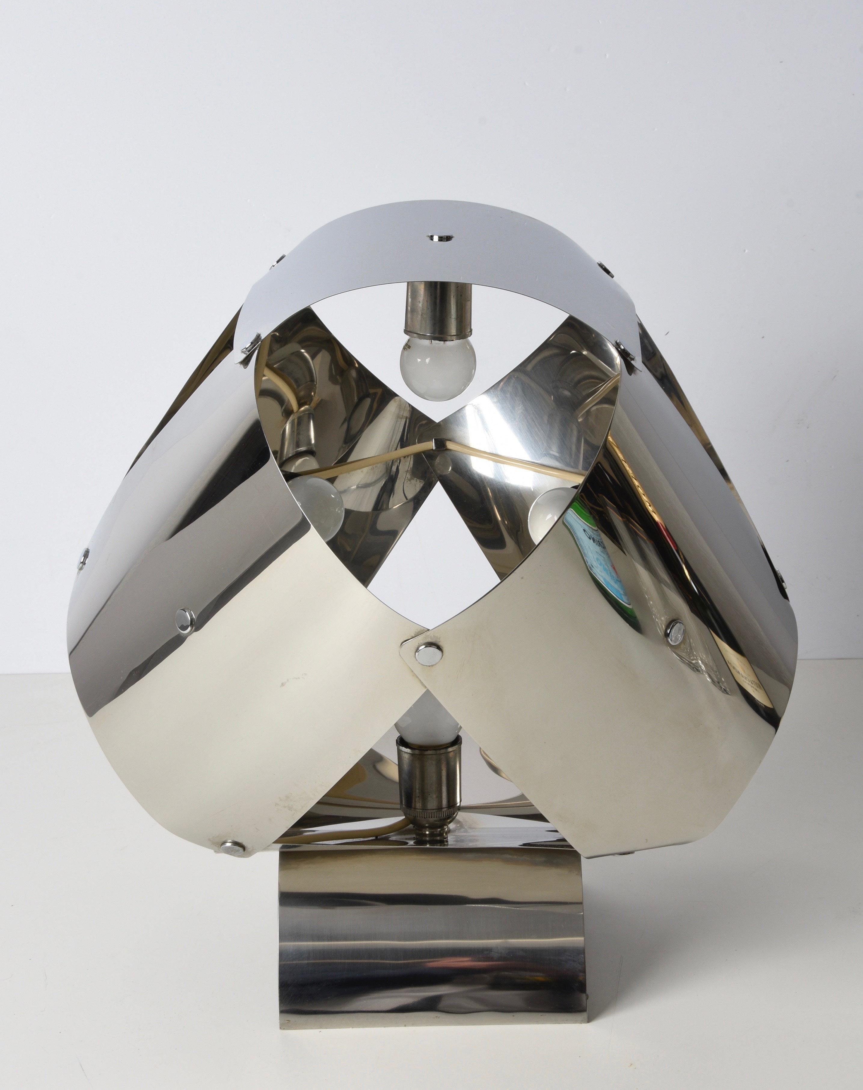 Midcentury Edera Radici ‘Avant Garde’ Steel Italian Table Lamp for Sagim, 1970 For Sale 1