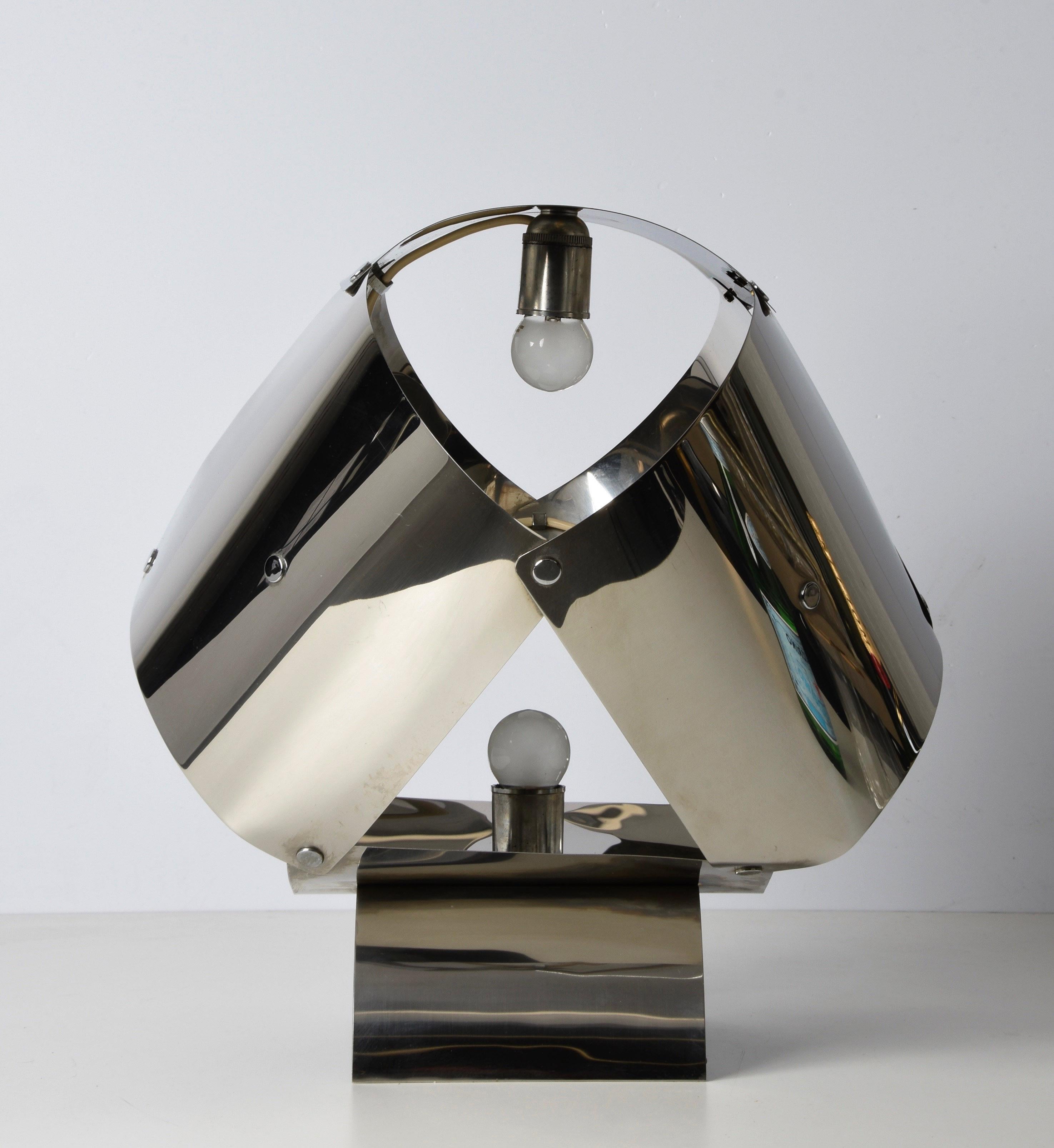 Midcentury Edera Radici ‘Avant Garde’ Steel Italian Table Lamp for Sagim, 1970 For Sale 2