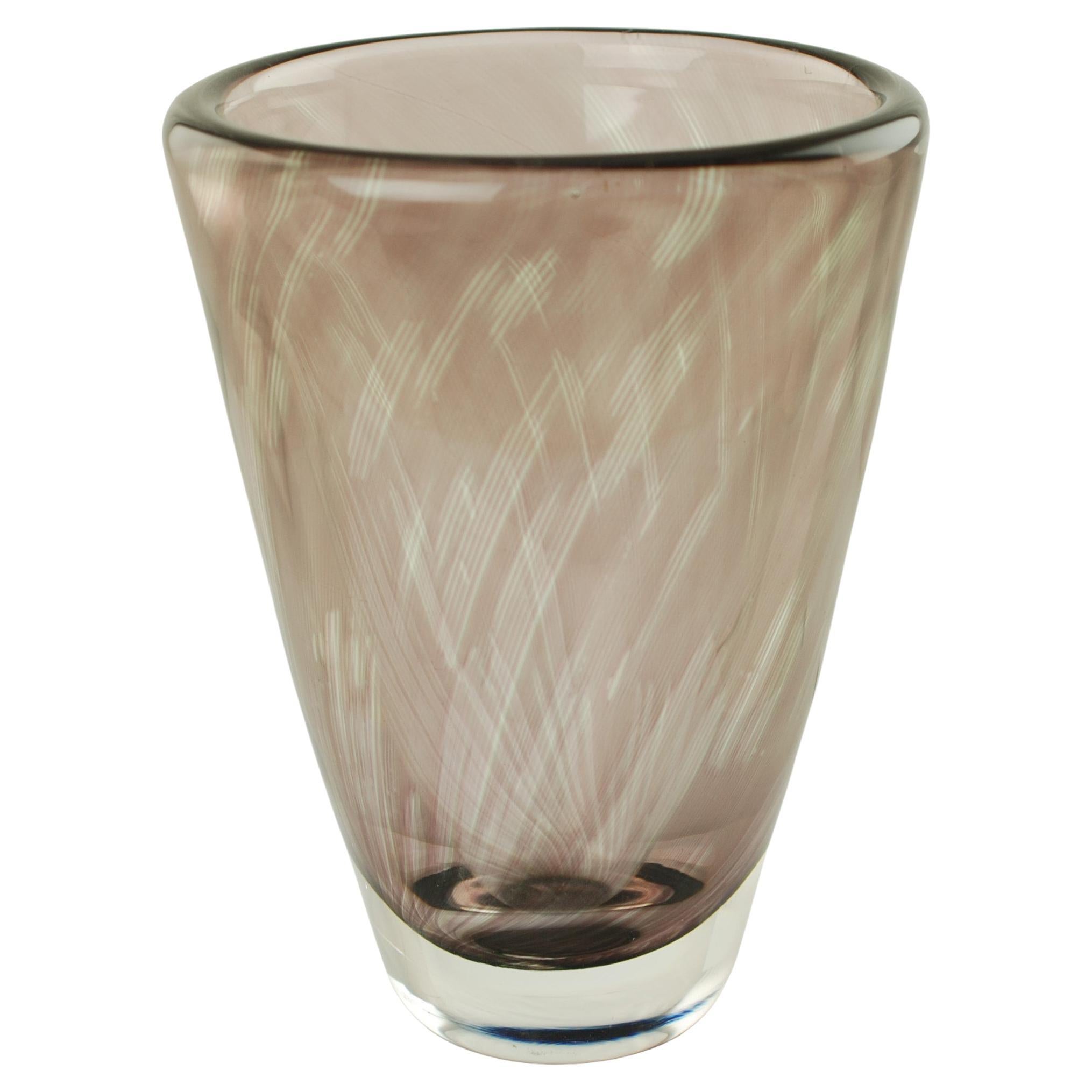 Midcentury Edvin Öhrström for Orrefors Sweden Graal Glass Vase For Sale