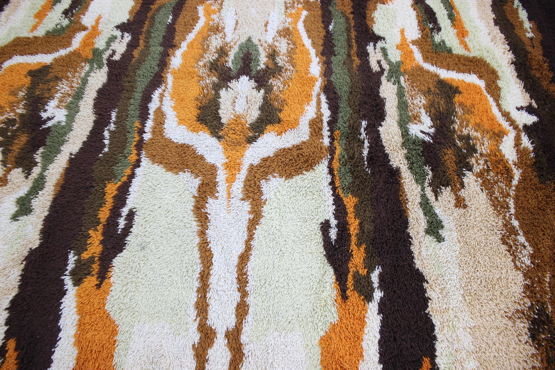 Midcentury Ege Rya Scandinavian Abstract Rug / Carpet, 1970s In Excellent Condition For Sale In Praha, CZ