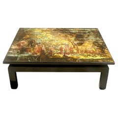 Midcentury Eglomise Glass Coffee Table