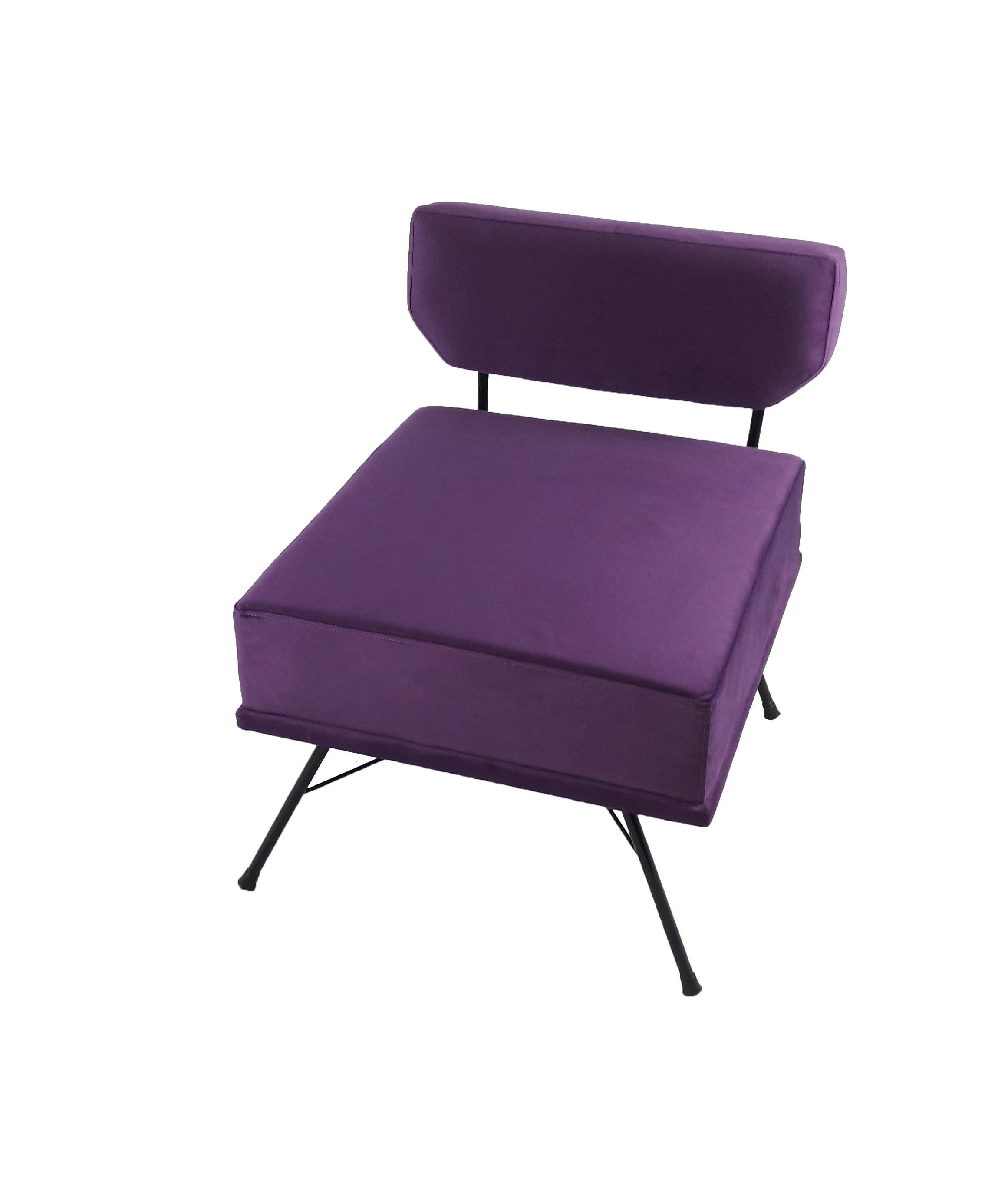 Midcentury Elettra's Style Italian Violet Armchair, 1950s (Moderne der Mitte des Jahrhunderts) im Angebot