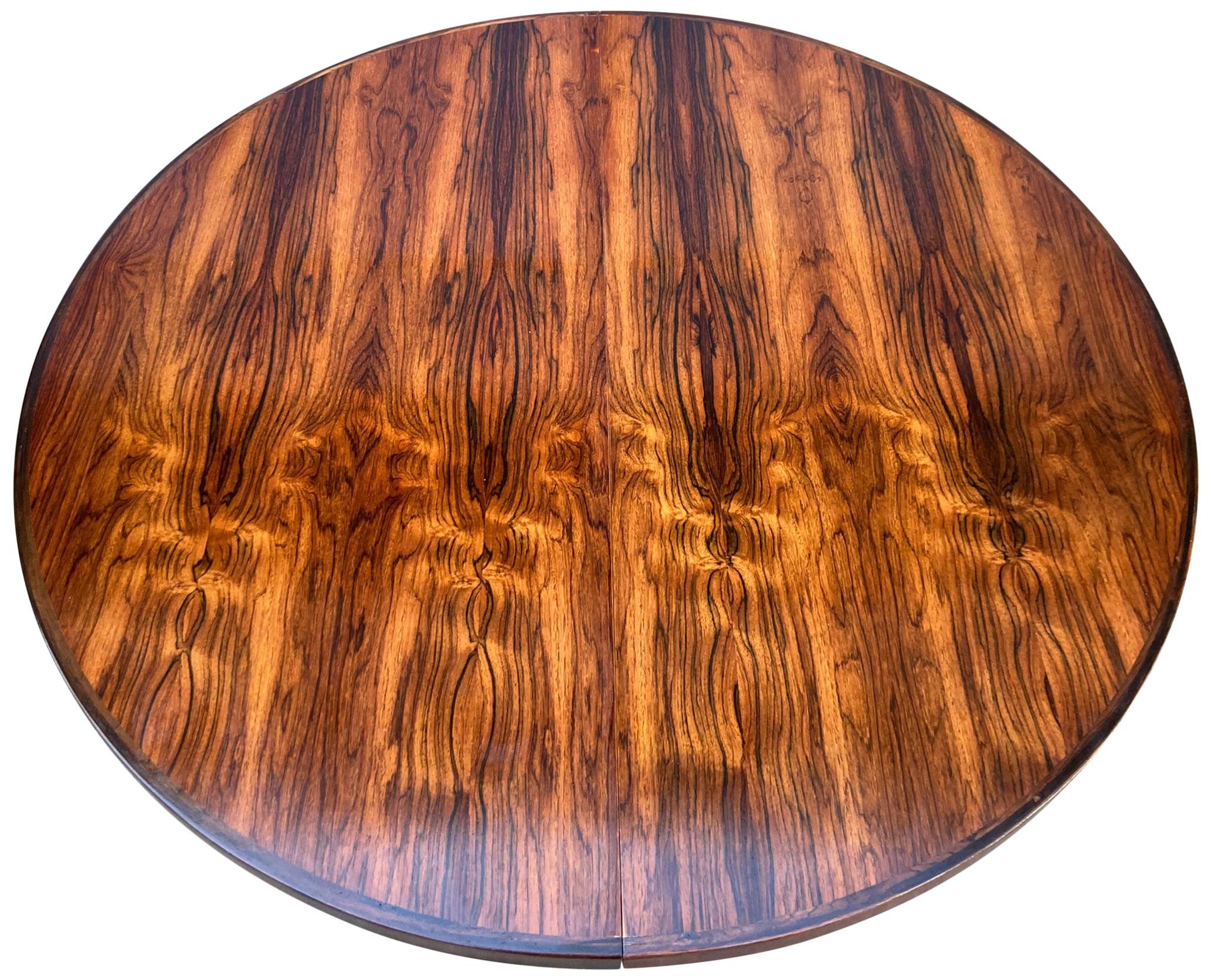 Wood Midcentury Elliptical Danish Rosewood Expandable Dining Table '2' Leaves