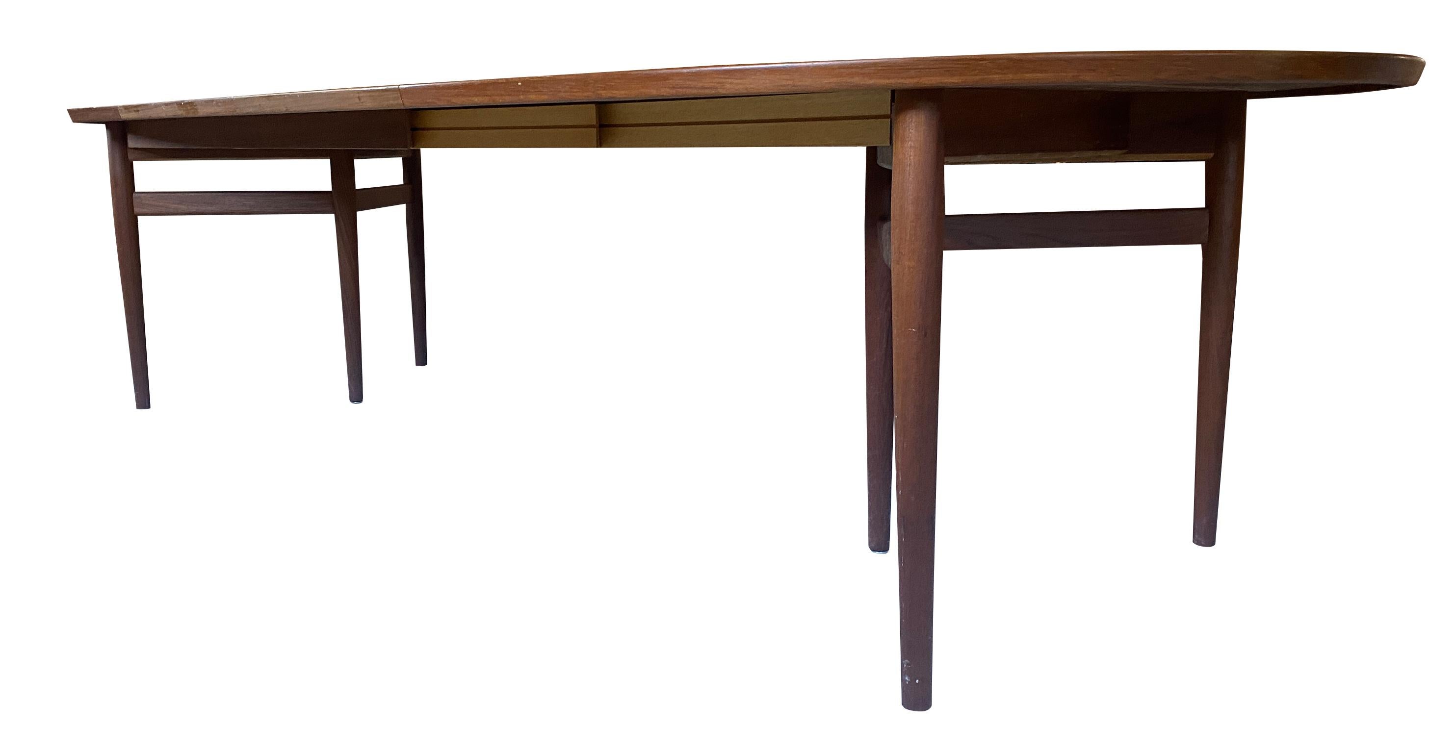 Woodwork Midcentury Elliptical Danish Teak Expandable Dining Table by Arne Vodder No. 212