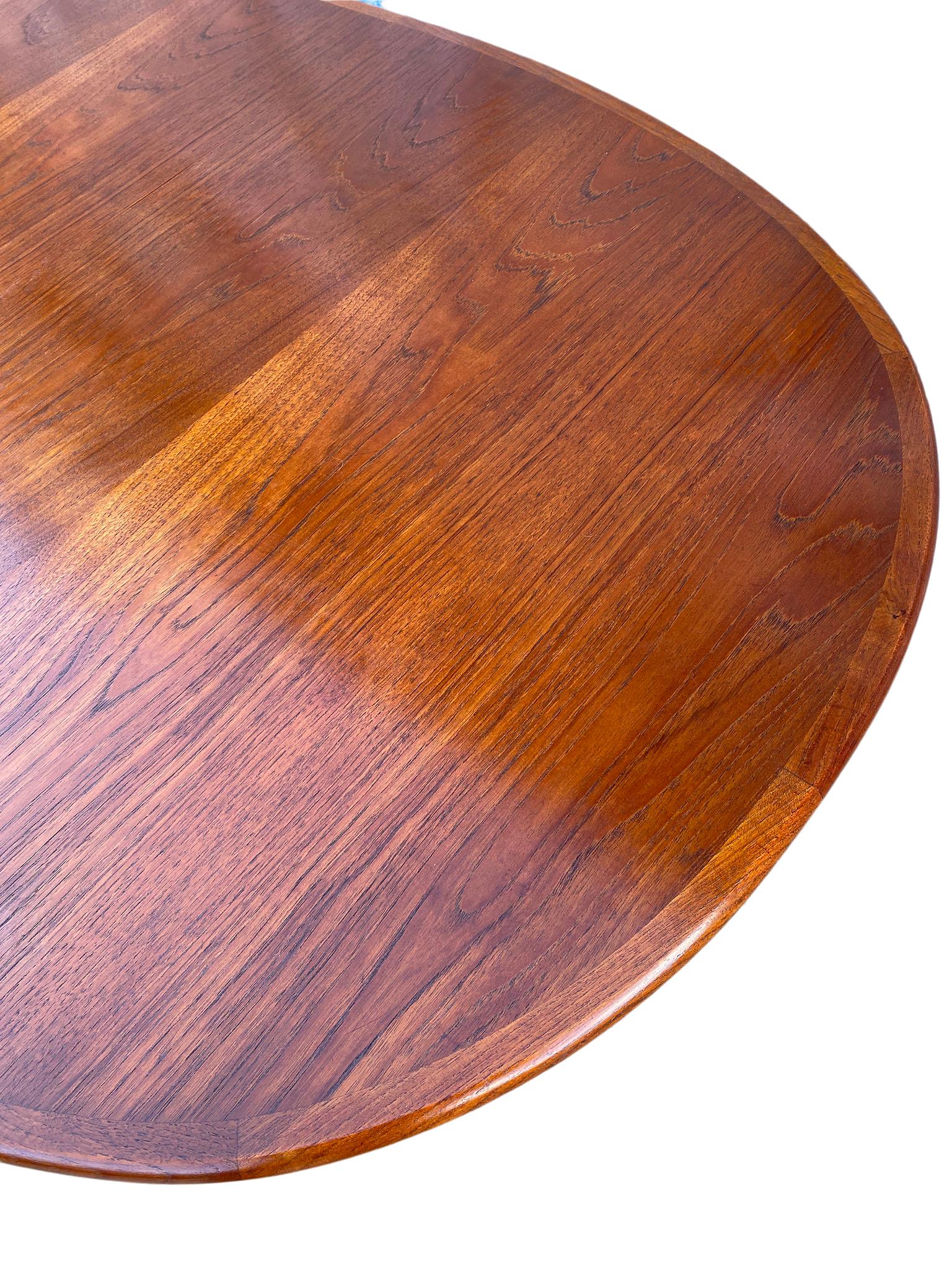 Midcentury Elliptical Large Oval Danish Teak Expandable Dining Table '3' Leaves 1