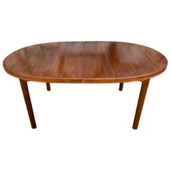 Midcentury Elliptical Oval Swedish Teak Expandable Dining Table '2' Leaves