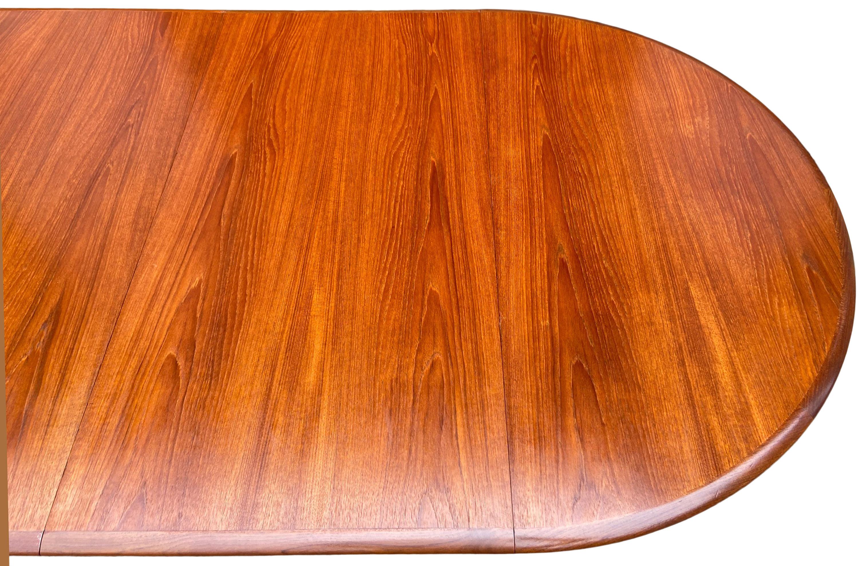 Midcentury Elliptical Oval Teak Expandable Dining Table '2' Leaves 3