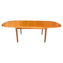 Vintage Midcentury Elliptical Oval Teak Expandable Dining Table 