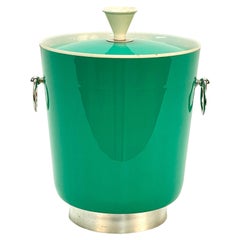 Vintage MidCentury Emerald Green Plastic Italian Ice Bucket with Aluminium Handles 1960s