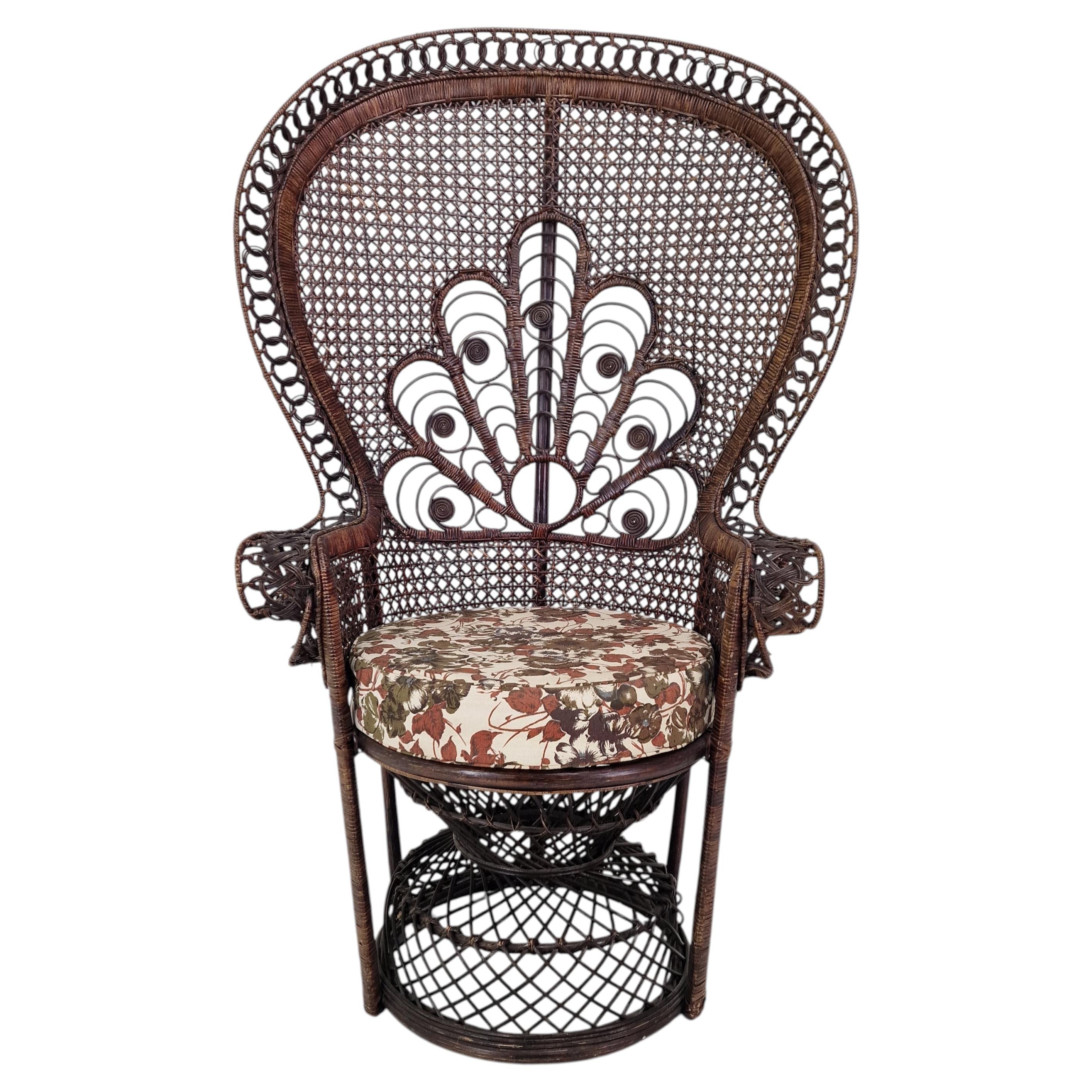Emmanuelle oder Peacock Rattan und Korbstuhl, Italien 1960er Jahre