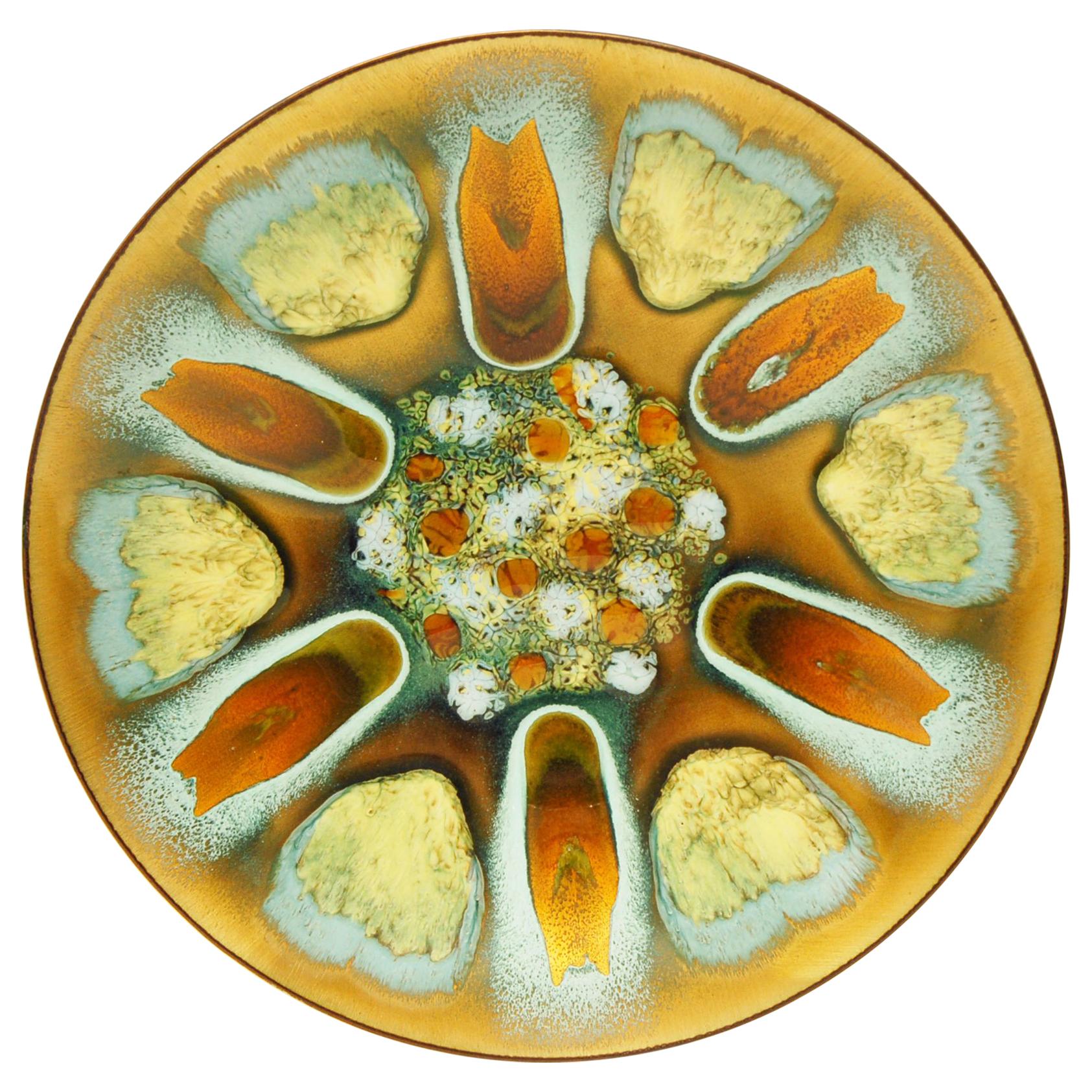 Midcentury Enameled Copper Dish by Edward Star for Grumps of San Francisco For Sale