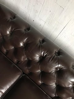 Midcentury English Brown Chesterfield Sofa