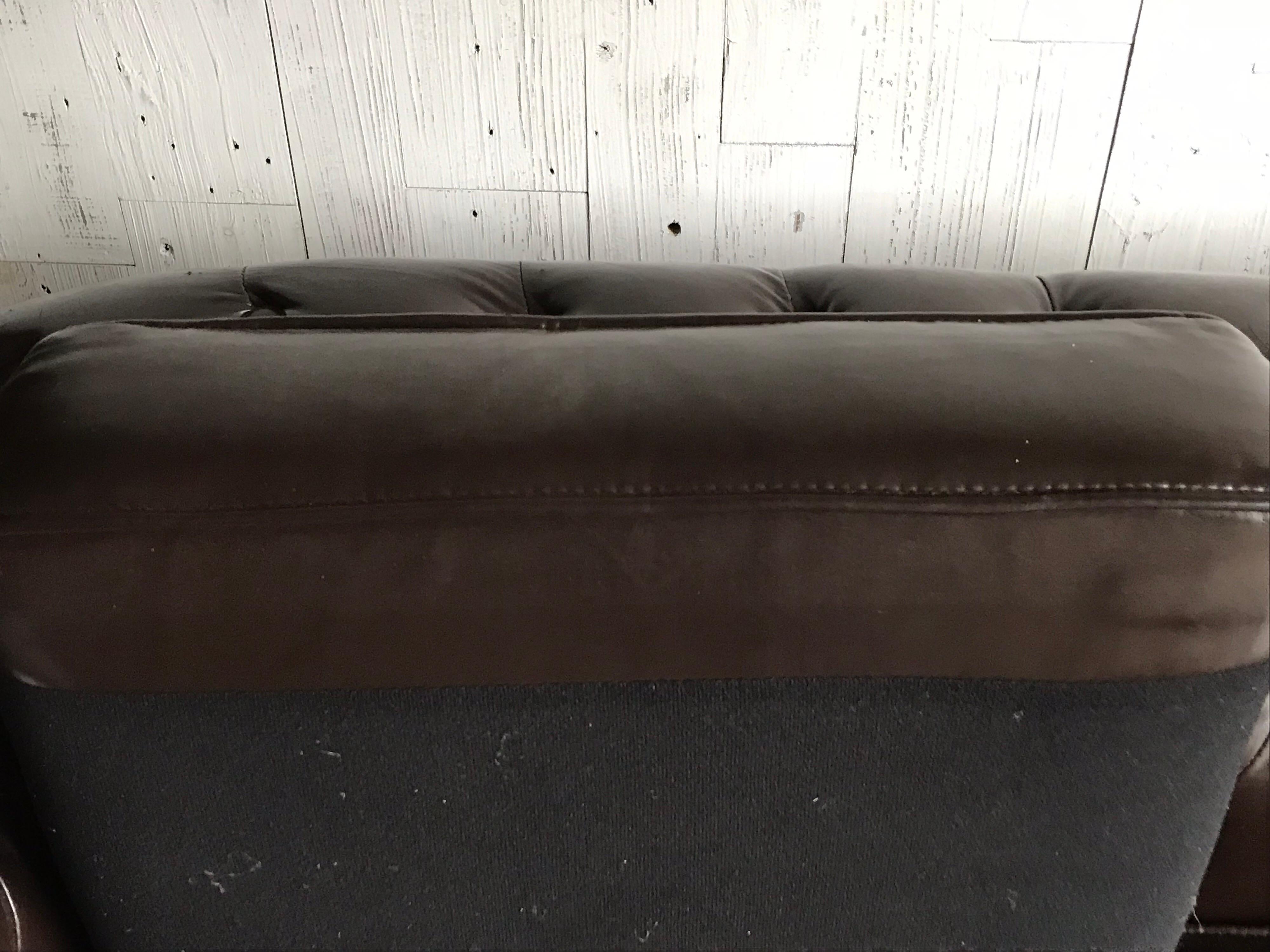 Late 20th Century Midcentury English Brown Chesterfield Sofa For Sale
