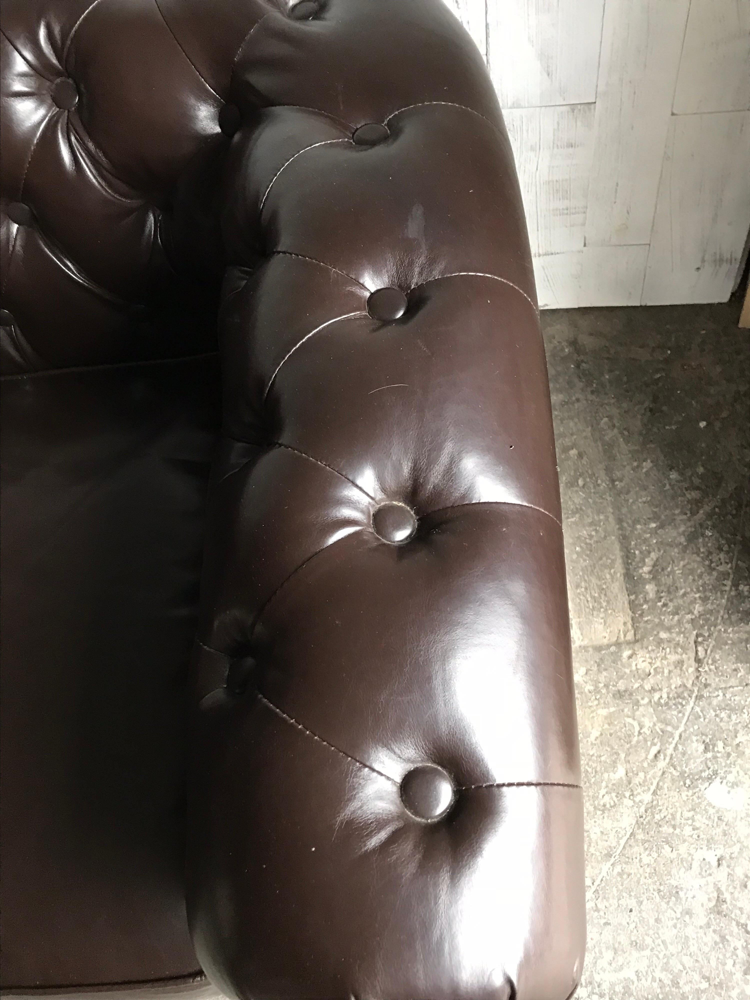 Midcentury English Brown Chesterfield Sofa For Sale 1