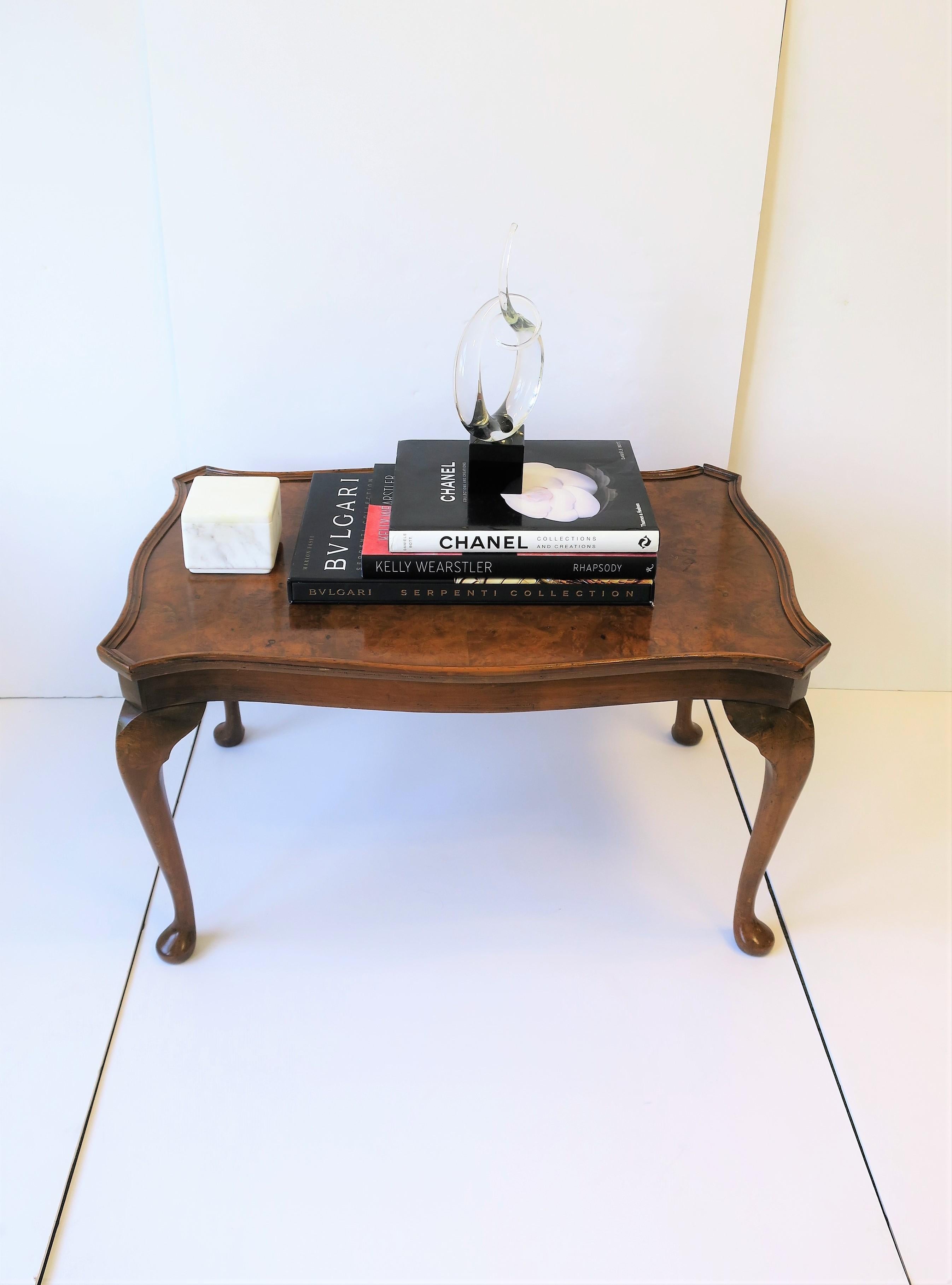 20th Century Midcentury English Burl Wood Coffee Table