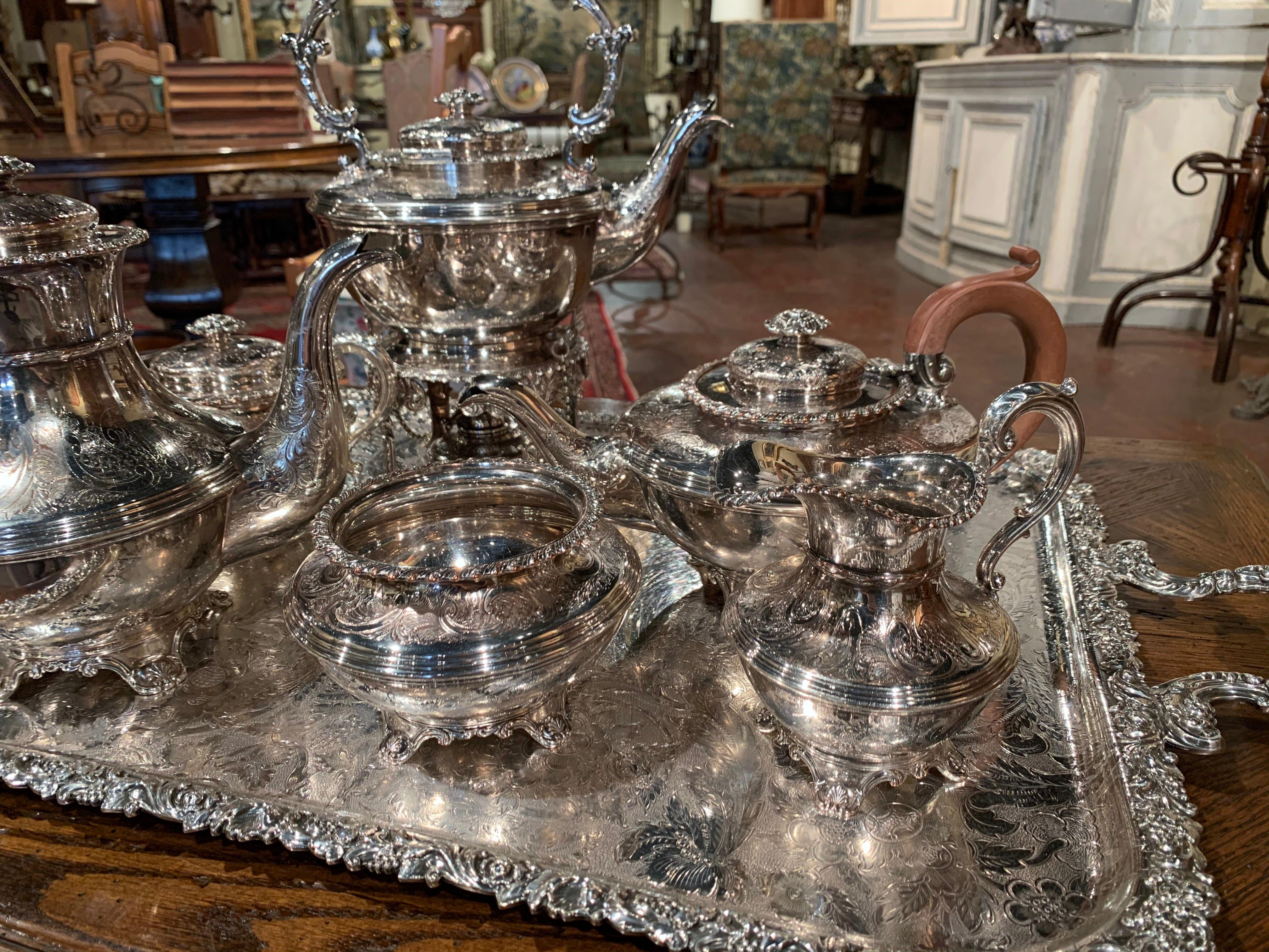 silver on copper tea set