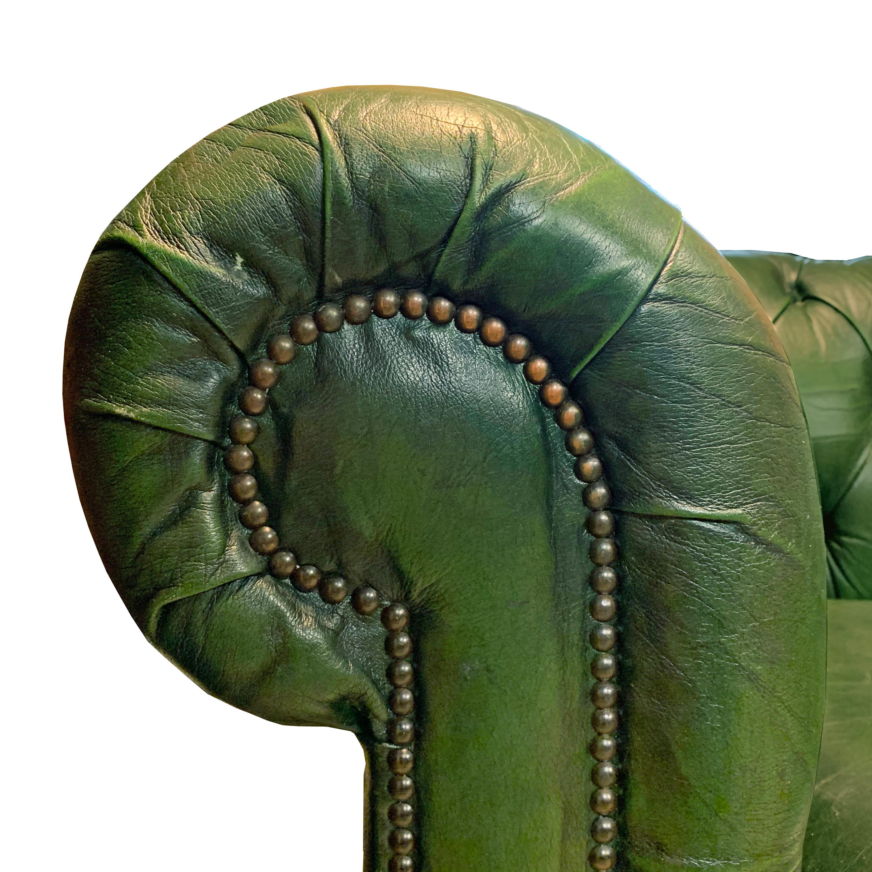 Midcentury English Emerald Green Chesterfield Sofa 2