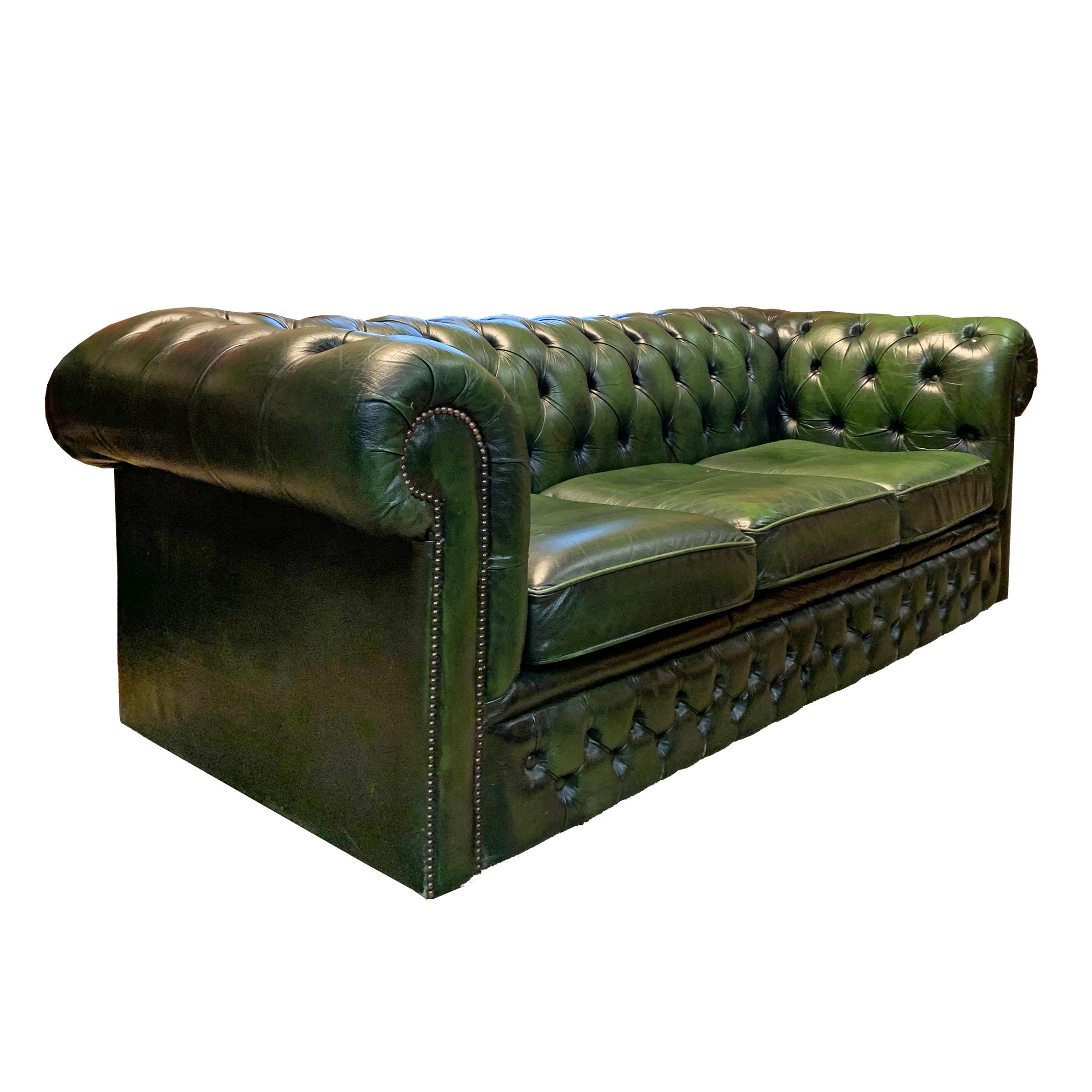 emerald green leather couch