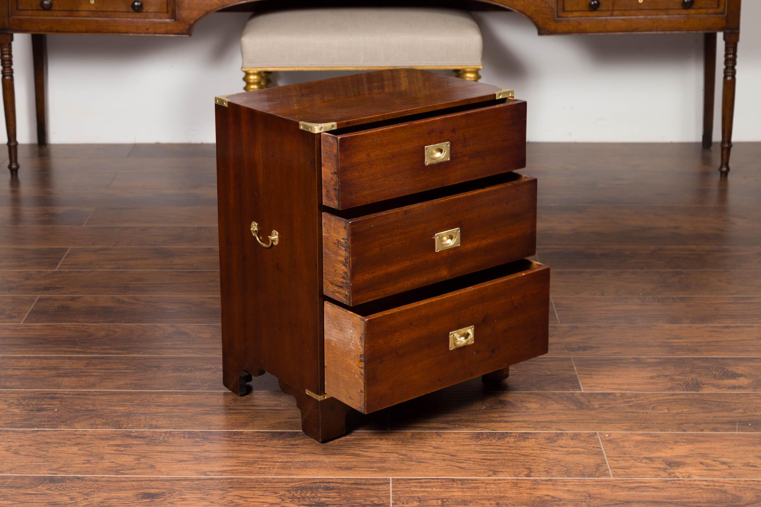 Midcentury English Mahogany Campaign Chest with Brass Hardware and Bracket Feet 1