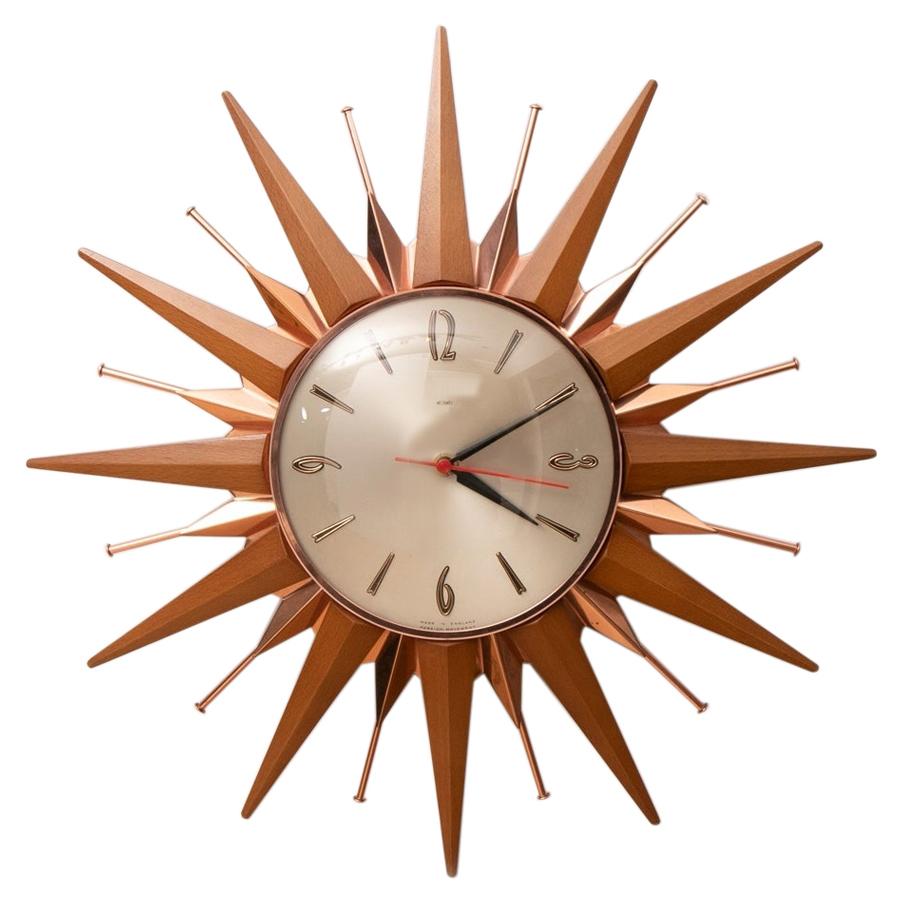 Midcentury English Metamec Starburst Quartz Clock For Sale