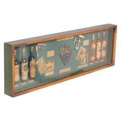 Midcentury English Portobello Famous Wines in the World on Display Case